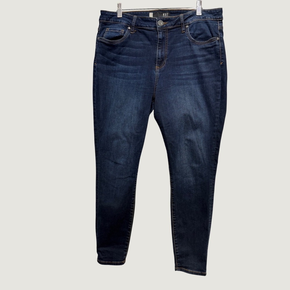 KUT from the Kloth Donna Ankle Skinny Jeans Womens 14 Blue Excellent Dark Wash